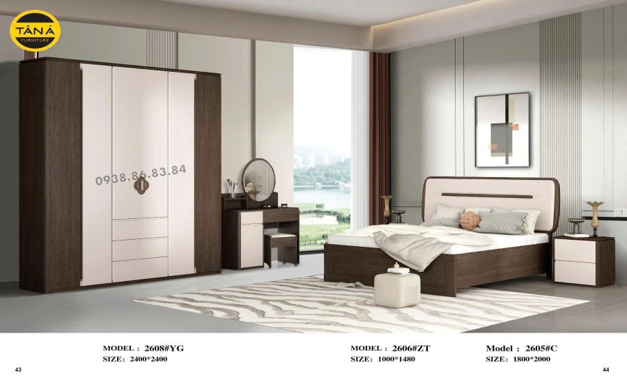 COMBO GIƯỜNG TỦ GỖ HIỆN ĐẠI NHẬP KHẨU TP-2608 2 TP-2608