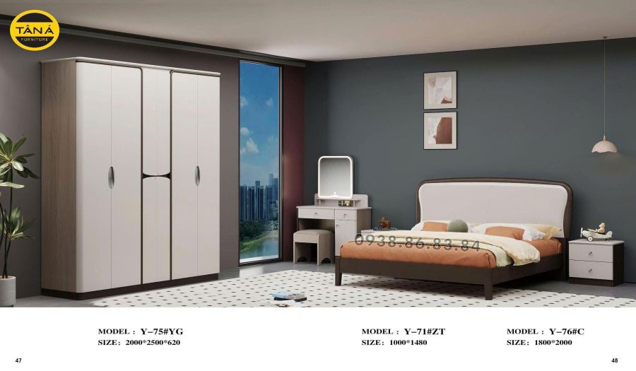 COMBO GIƯỜNG TỦ GỖ HIỆN ĐẠI NHẬP KHẨU TP-Y-75 2 TP-Y-75