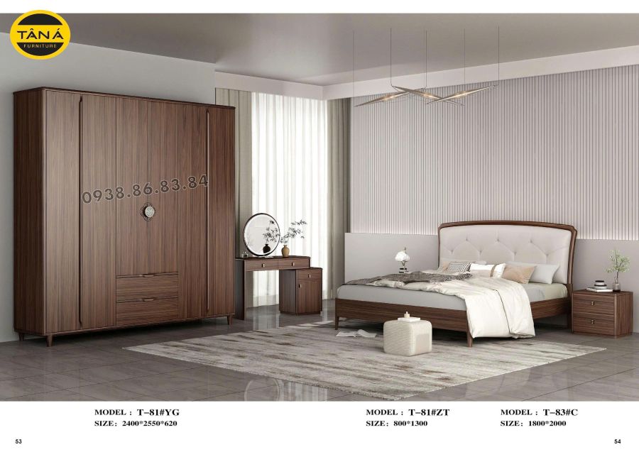COMBO GIƯỜNG TỦ GỖ HIỆN ĐẠI NHẬP KHẨU TP-T-81 2 TP-T-81