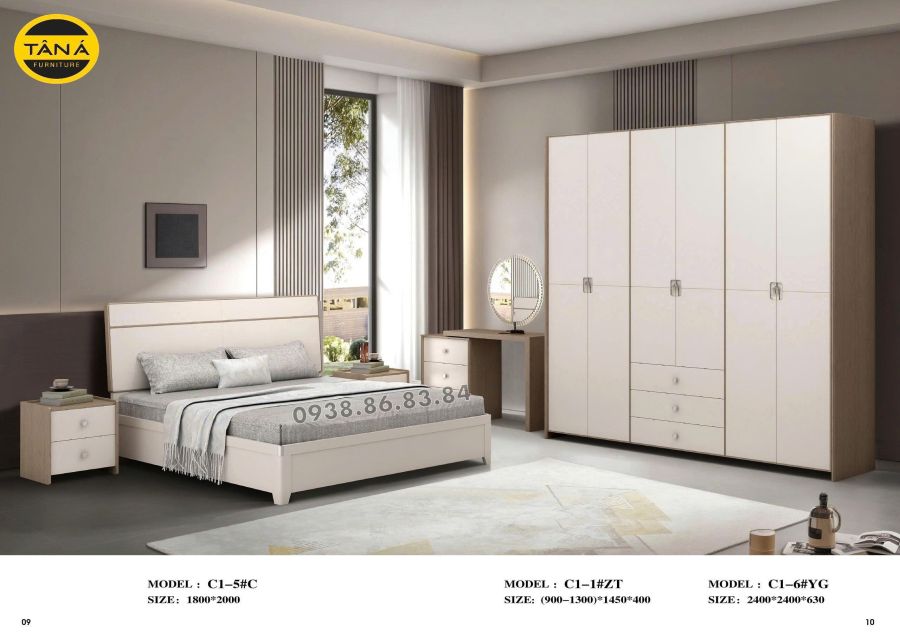 COMBO GIƯỜNG TỦ GỖ HIỆN ĐẠI NHẬP KHẨU TP-C1-6 2 TP-C1-6