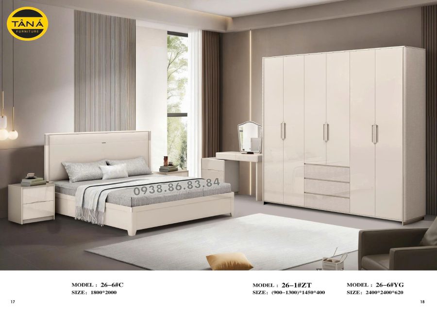 COMBO GIƯỜNG TỦ GỖ HIỆN ĐẠI NHẬP KHẨU TP-26-6 2 TP-26-6