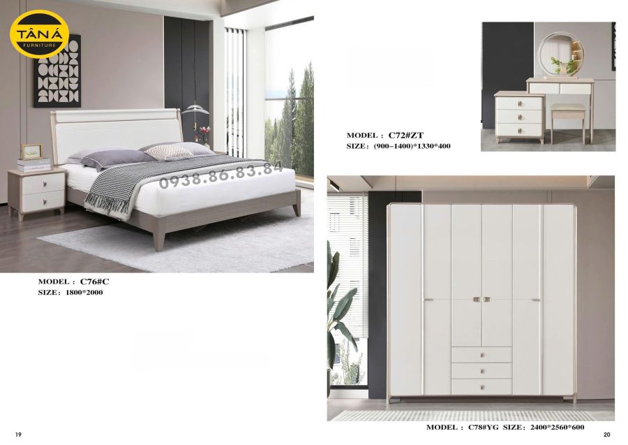 COMBO GIƯỜNG TỦ GỖ HIỆN ĐẠI NHẬP KHẨU TP-C78 2 TP-C78
