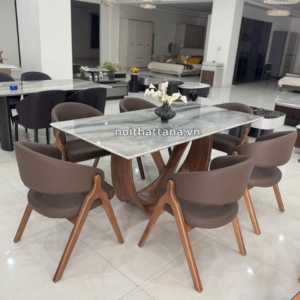 BỘ BÀN ĂN 1,8M 6 GHẾ GỖ SỒI NHẬP KHẨU AT-T656