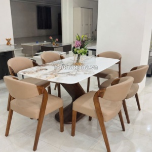 BỘ BÀN ĂN 1,6M 6 GHẾ GỖ SỒI NHẬP KHẨU AT-671