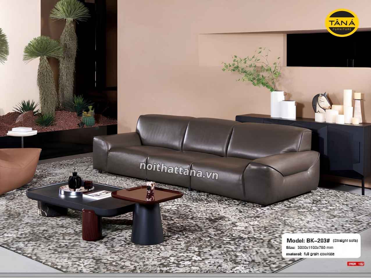 Sofa Da Bò Hiện Đại Nhập Khẩu AT-BK-203