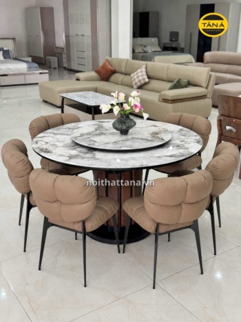 BỘ BÀN ĂN TRÒN 1,3M GẤP GỌN 6 GHẾ NHẬP KHẨU AT-T-149