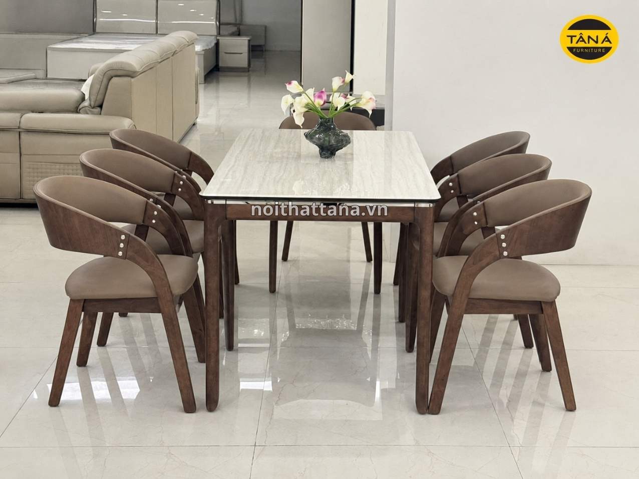BỘ BÀN ĂN 1,4M 6 GHẾ MẶT ĐÁ TỰ NHIÊN NHẬP KHẨU AT-2632