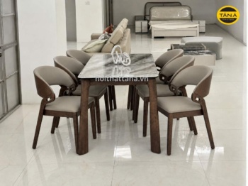 Bộ Bàn Ăn 1,4m 6 Ghế Mặt Đá Tự Nhiên Nhập Khẩu AT-2690