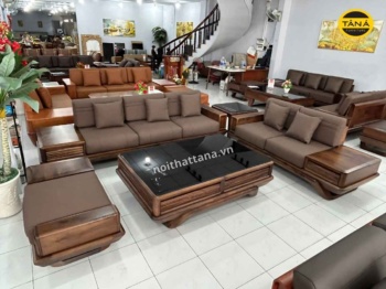 Sofa Gỗ Óc Chó Da Microfiber GO16 Phong Cách Sang Trọng