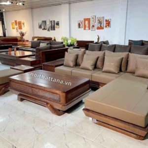 Sofa Gỗ Sồi Da Công Nghiệp Hàn Quốc GS99 Hiện Đại