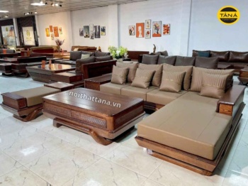 Sofa Gỗ Sồi Da Công Nghiệp Hàn Quốc GS99 Hiện Đại