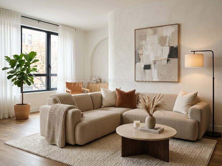 Sofa màu be đẹp, thanh lịch cho phòng khách hiện đại 4 Cách chọn sofa màu be