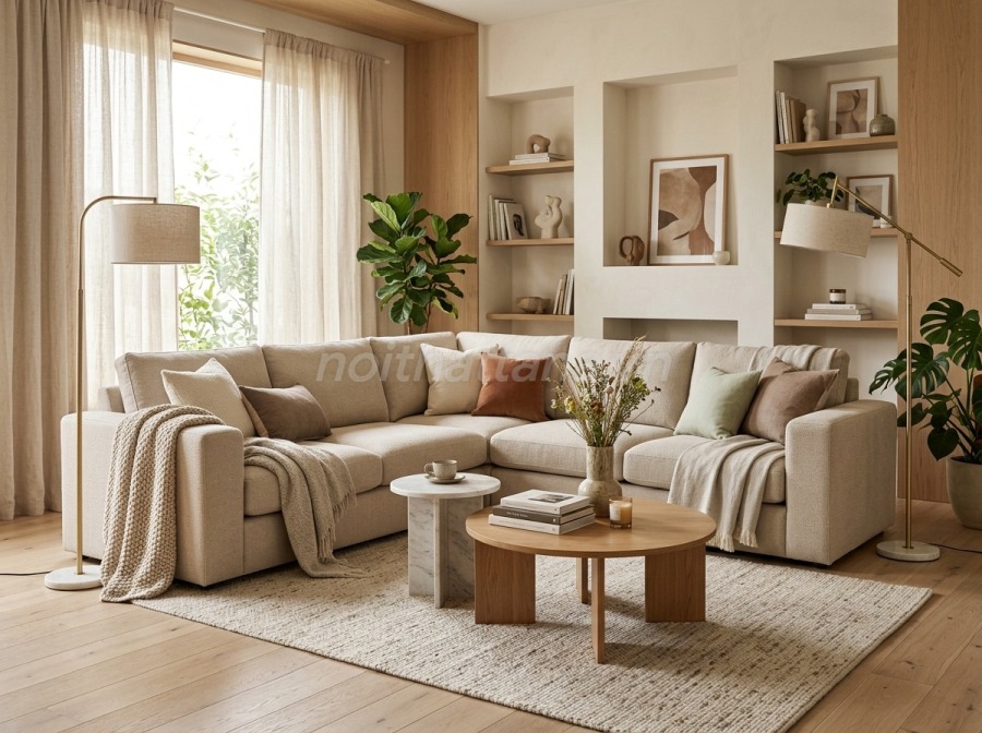 Sofa màu be đẹp, thanh lịch cho phòng khách hiện đại 5 Phối nội thất với sofa màu be