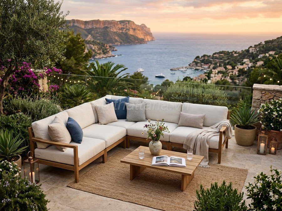 Các chất liệu phổ biến tạo nên sự bền bỉ cho sofa ngoại thất
