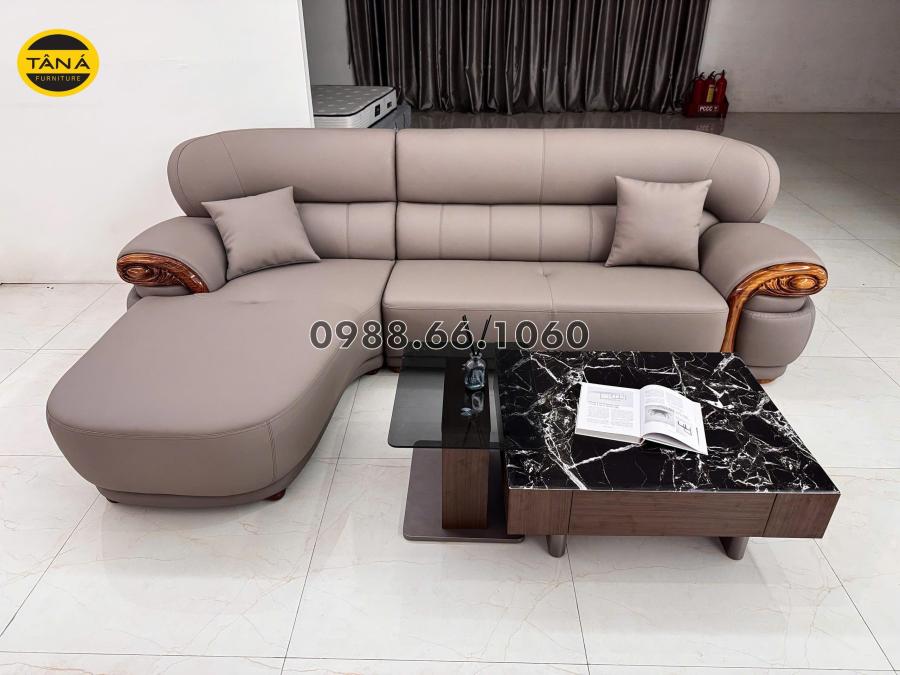 Sofa Da Siêu Sợi Gỗ Mun AT-G512B Hiện Đại Thanh Lịch