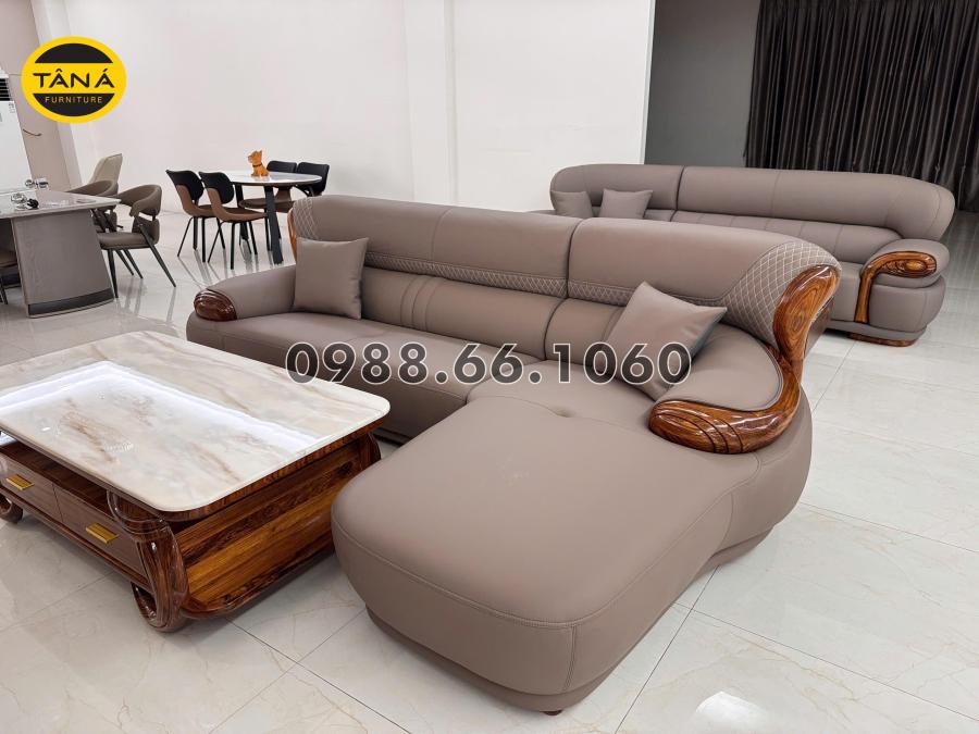 Sofa Da Siêu Sợi Gỗ Mun AT-G518C Nhập Khẩu