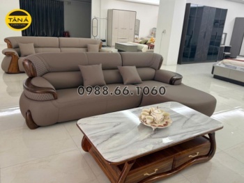 Sofa Da Siêu Sợi Gỗ Mun AT-G523B Đẳng Cấp Sang Trọng