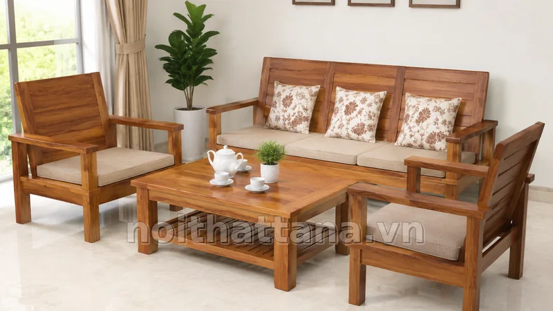 Ứng dụng thực tế của bàn ghế gỗ phòng khách dưới 15 triệu trong nhà