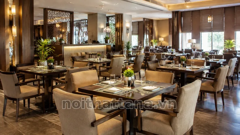 Bàn ghế nhà hàng khách sạn bố trí đồng bộ