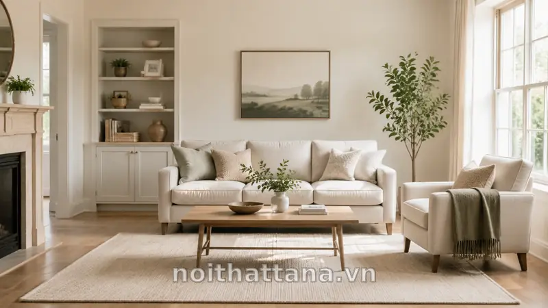 Bộ sofa băng và ghế đơn tạo lối đi thông thoáng