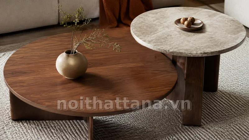 Chi tiết kích thước và chất liệu của bàn trà đôi