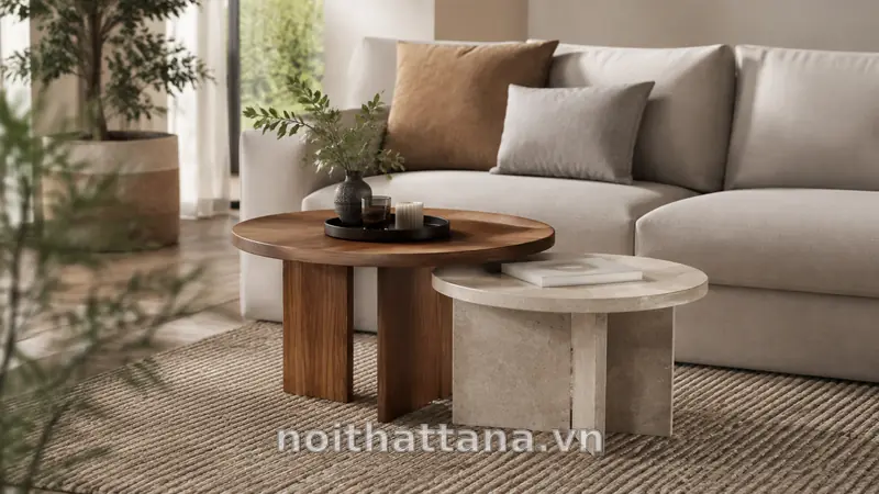 Bàn Tròn Uống Nước Đẹp: Cách Chọn Kích Thước, Chất Liệu Phù Hợp 3 Bộ bàn tròn uống nước xếp lồng tiết kiệm diện tích