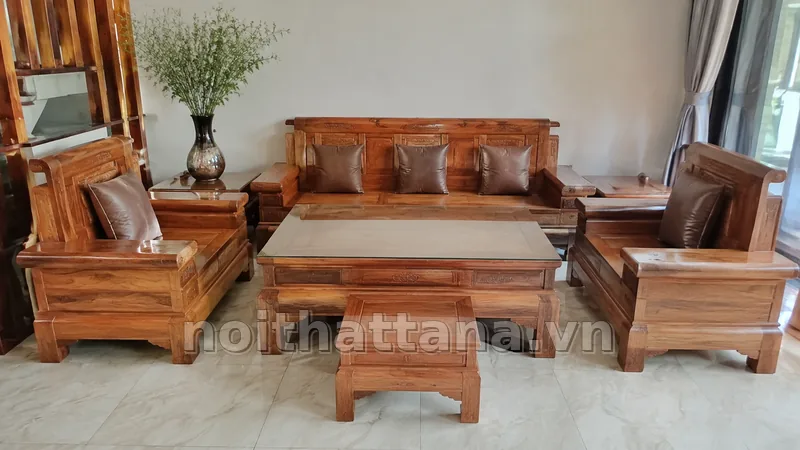 Cách phối bộ bàn ghế gỗ hương đá với phòng khách hoặc phòng ăn