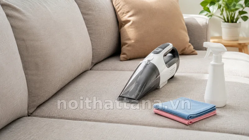 cách giặt ghế sofa trong không gian nội thất thực tế