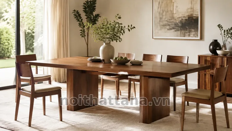Chân bàn ăn tạo khoảng để chân thoải mái