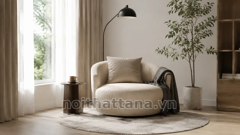 Phối ghế sofa đơn tròn với nội thất liên quan