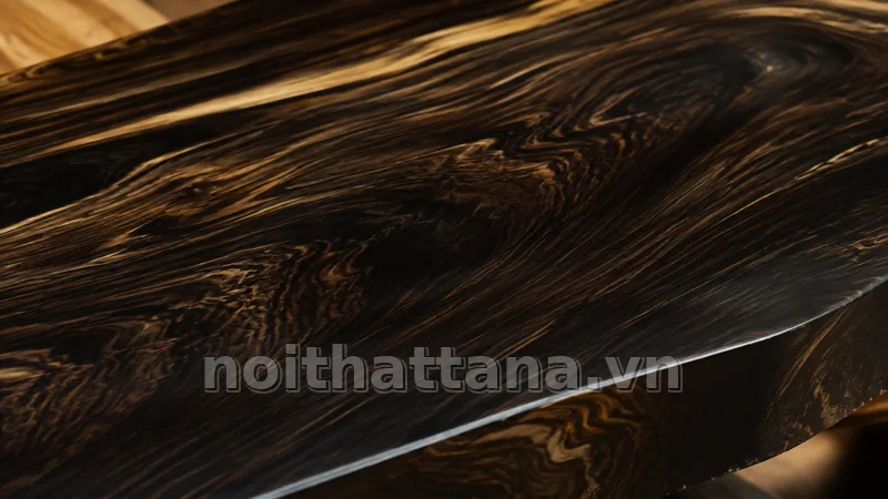 giá gỗ mun hoa trong không gian nội thất thực tế