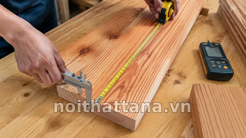 Giá Gỗ Thông Đỏ Bao Nhiêu? Yếu Tố Ảnh Hưởng Giá 3 Đo kiểm quy cách gỗ thông đỏ trước khi báo giá