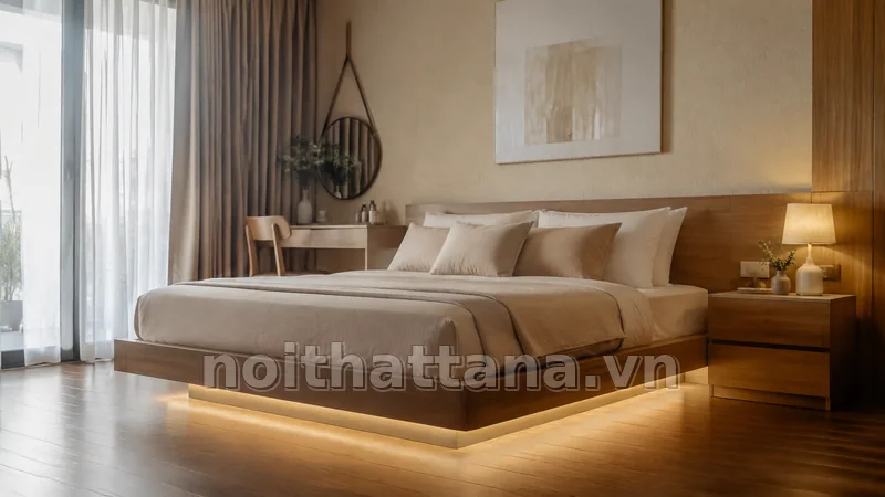 giường bay trong không gian nội thất thực tế