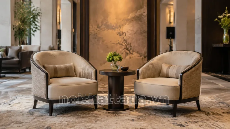 Mẫu ghế khách sạn trong không gian nội thất thực tế