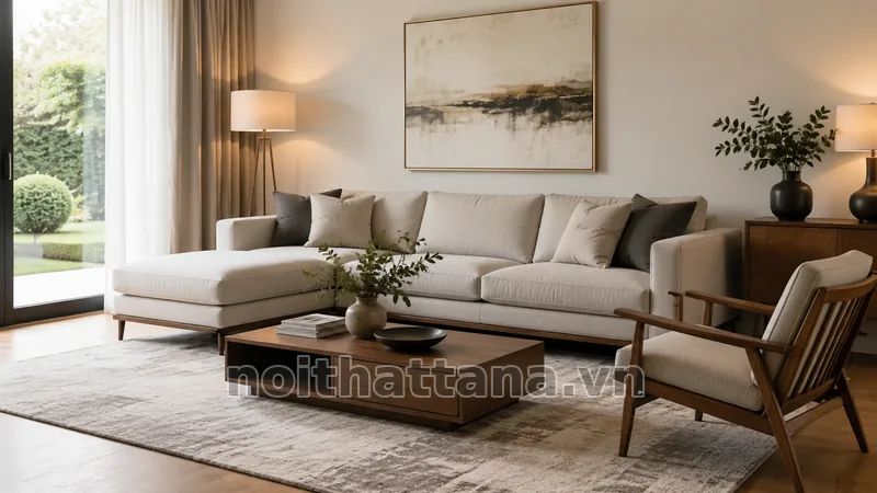 Phối mẫu phòng khách đẹp với nội thất liên quan