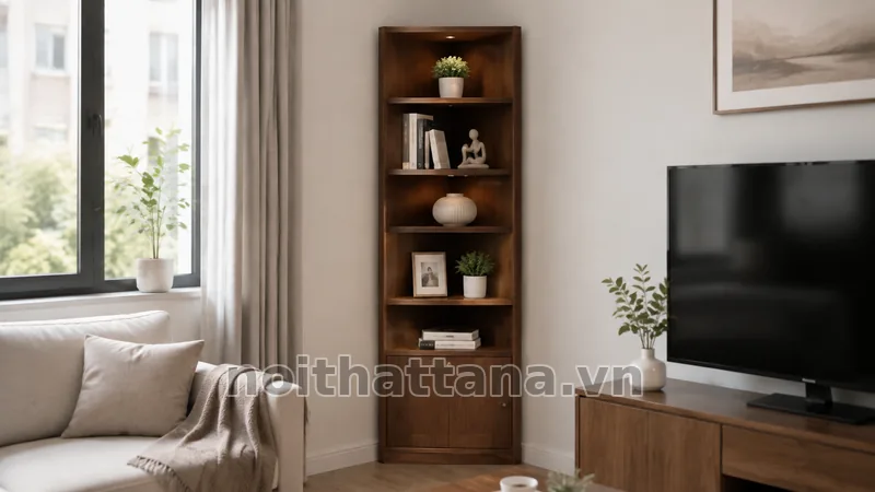 Tủ góc trưng bày nhỏ gọn cho phòng khách