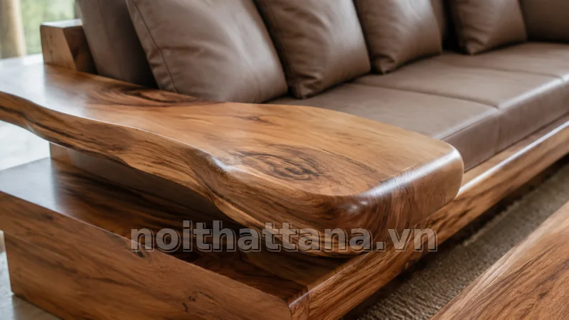 Chi tiết kích thước và chất liệu của sofa gỗ nguyên khối