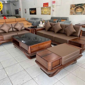Sofa gỗ óc chó da Microfiber GO01