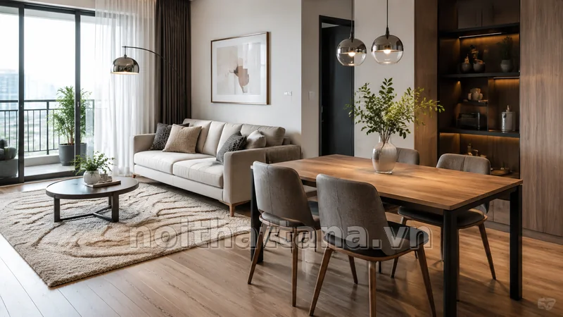 Cách phối sofa kết hợp bàn ăn với phòng khách hoặc phòng ăn