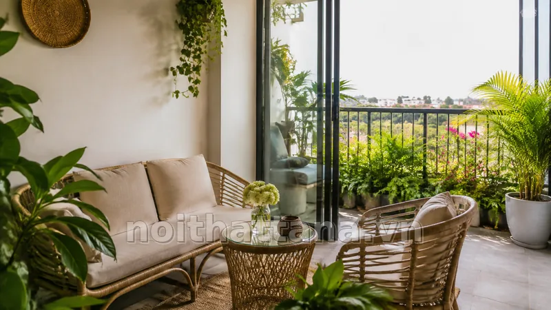 Cách phối sofa mây với phòng khách hoặc phòng ăn