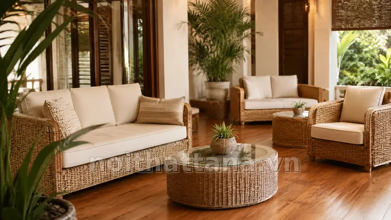 Ứng dụng thực tế của sofa mây trong nhà