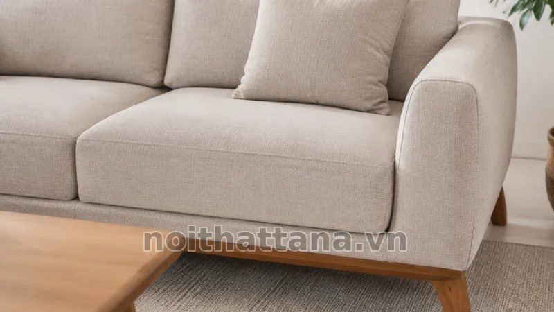 Chi tiết cấu tạo đệm tựa tay vịn và chân sofa