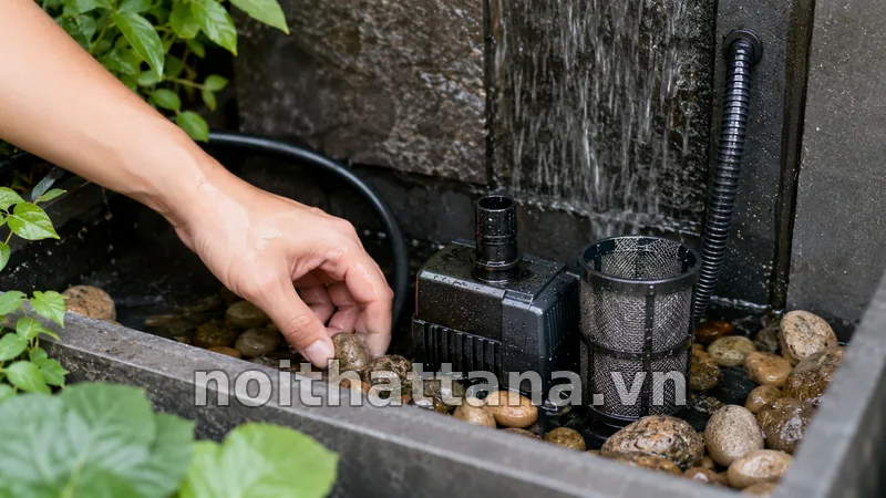 Thác Nước Trong Nhà Đẹp: Cách Chọn Và Bố Trí Hợp Lý 3 Bảo trì máy bơm và khay nước của thác nước trong nhà