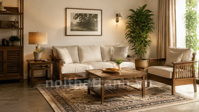 Ứng dụng thực tế của thảm trải ghế sofa gỗ trong nhà