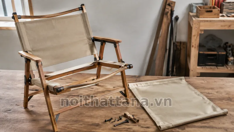 thay vải ghế bố trong không gian thực tế