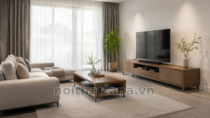 vẽ phòng khách đơn giản trong không gian thực tế