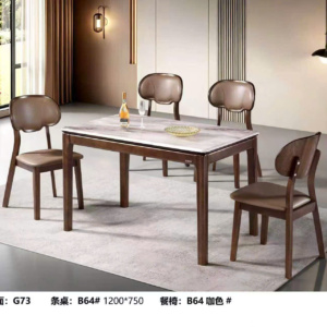 Bộ Bàn Ăn 1,2m 4 Ghế Mặt Đá Tự Nhiên Khung Gỗ Sồi Nhập Khẩu AT-B64
