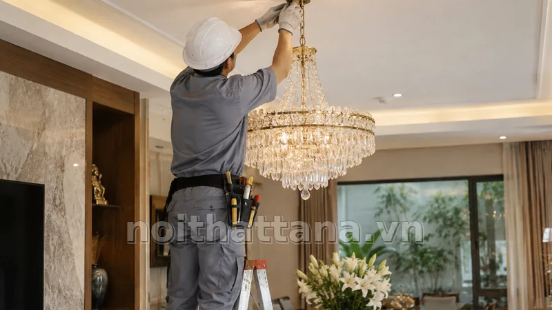 đèn thả pha lê: vệ sinh để pha lê giữ độ trong