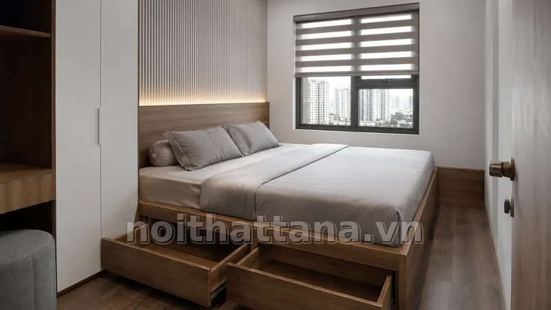 giường hộp trong không gian nội thất thực tế