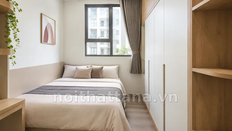 giường nhỏ trong không gian nội thất thực tế